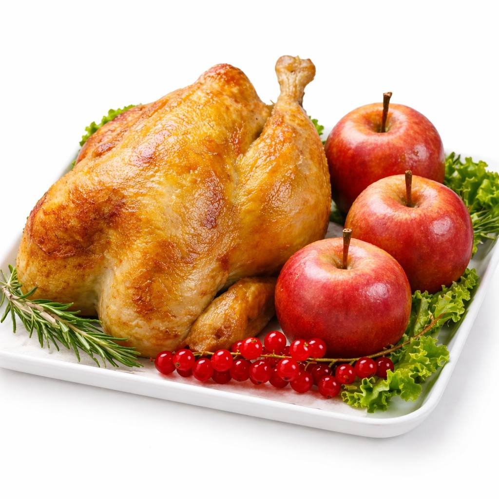 Šventinis marinuotas viščiukas su obuoliais