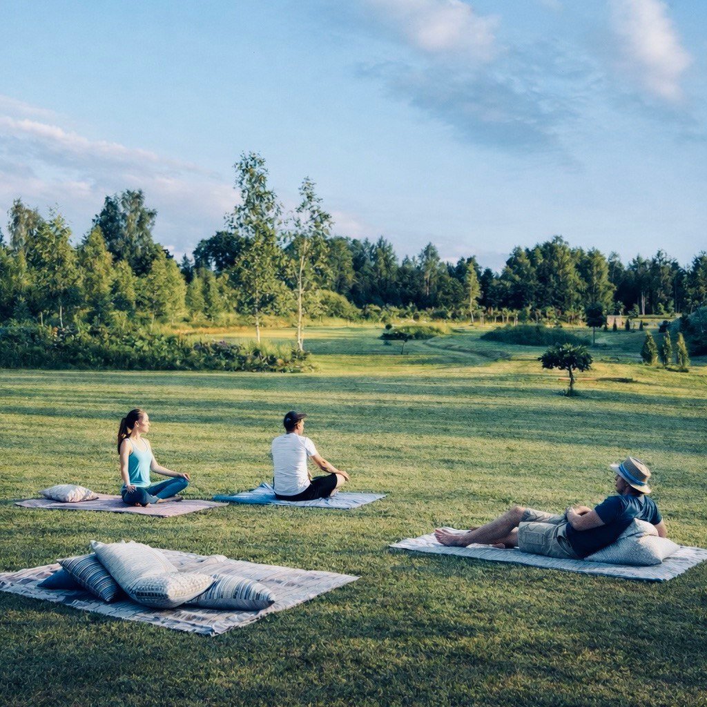 poilsis Šaltonėje ant pievos