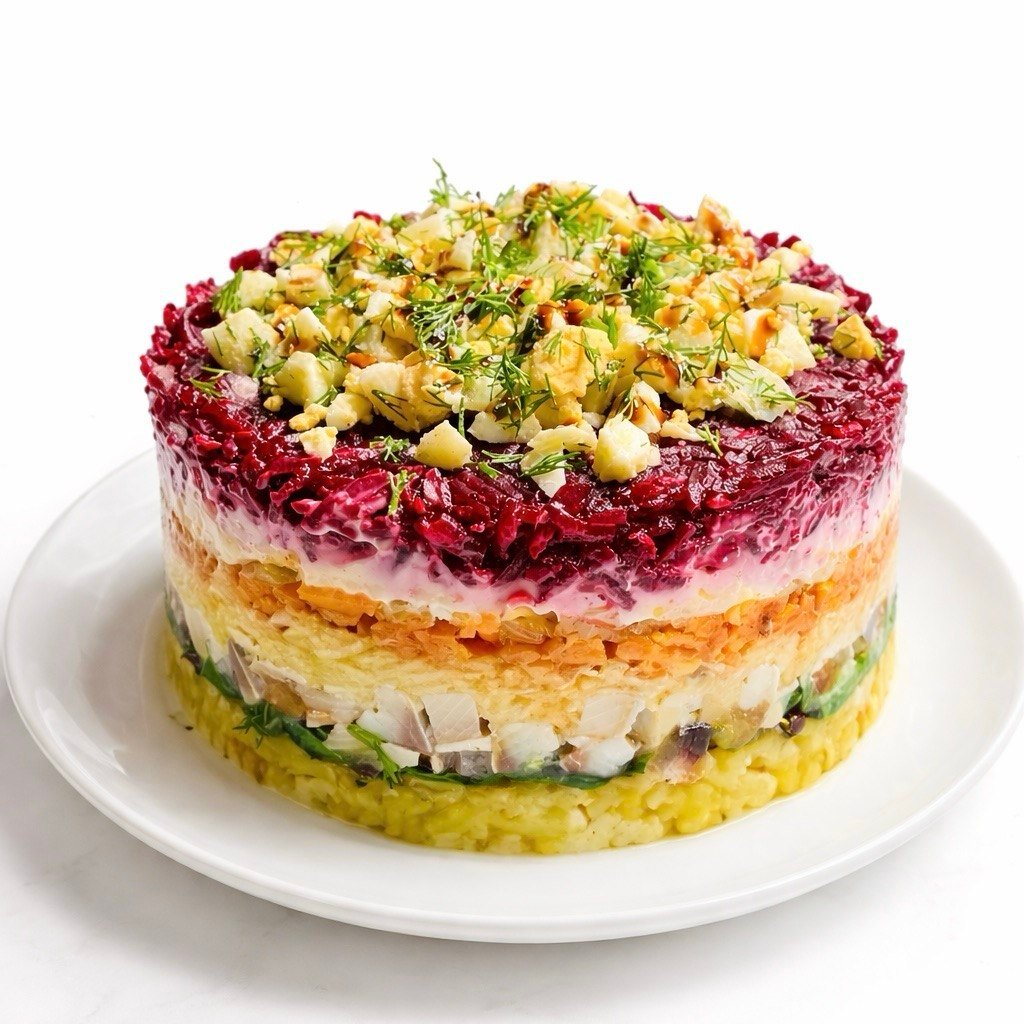 silkė pataluose – sluoksniuotas tortas